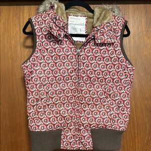 Aeropostale Pink and Brown Patterned Down mix Vest